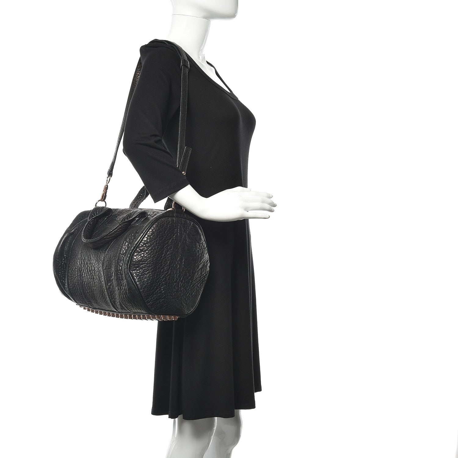 Alexander Wang Pebbled Lambskin Rocco Black Rose Gold Hardware 2 of 9