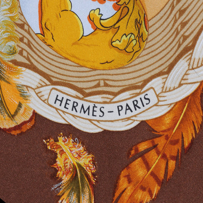 Hermes Silk Couvee D Scarf 90 Brown 6 of 8