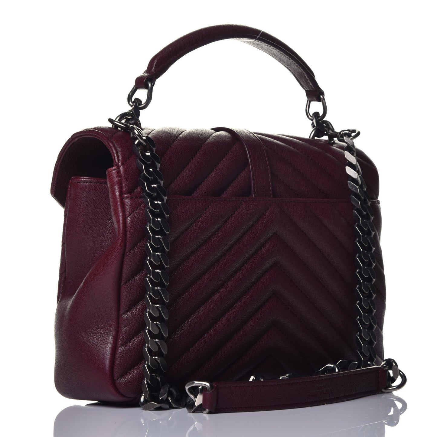 Sheepskin Matelasse Chevron Monogram Medium College Bag Rouge Legion
