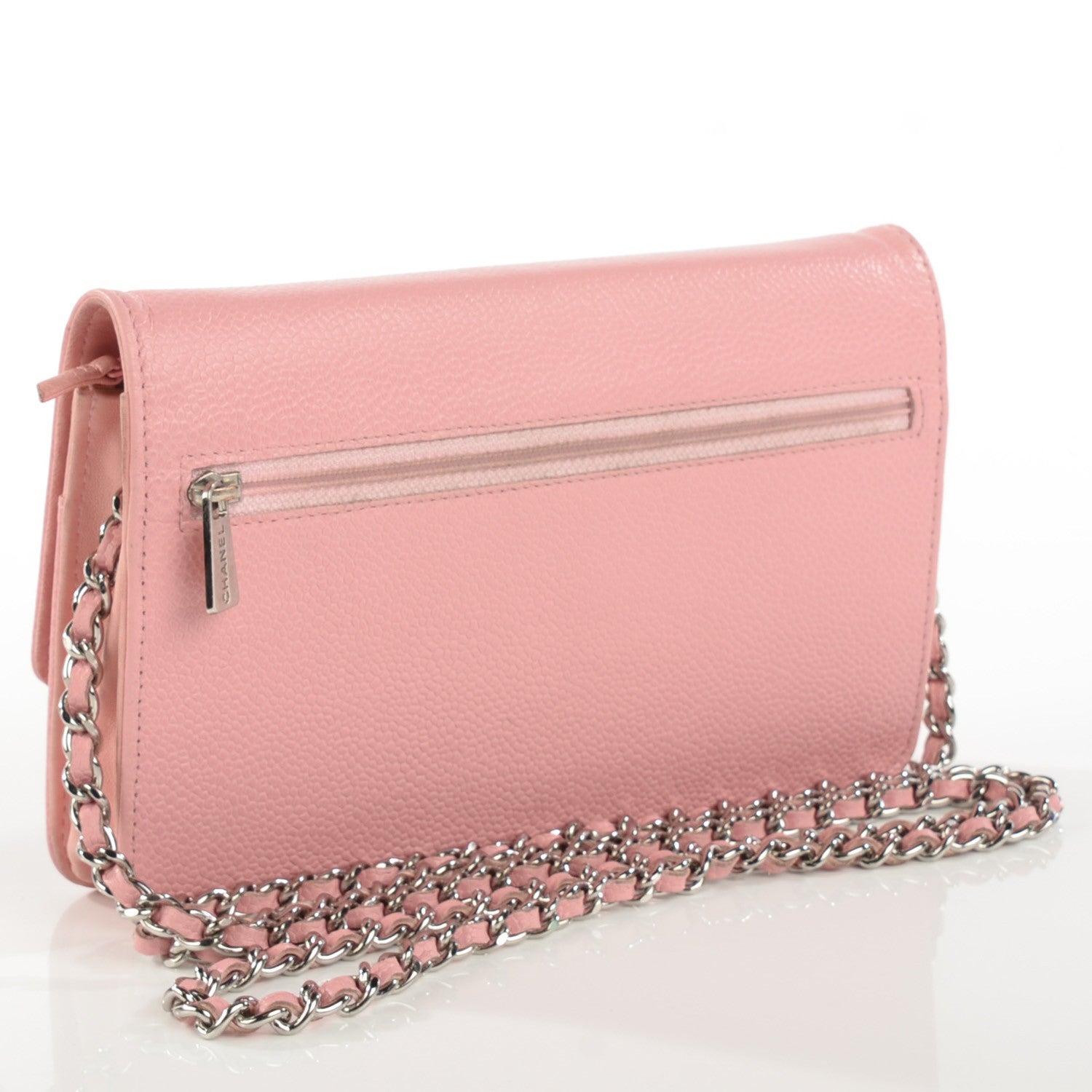 Chanel Caviar Timeless CC Wallet on Chain WOC Pink 3 of 14