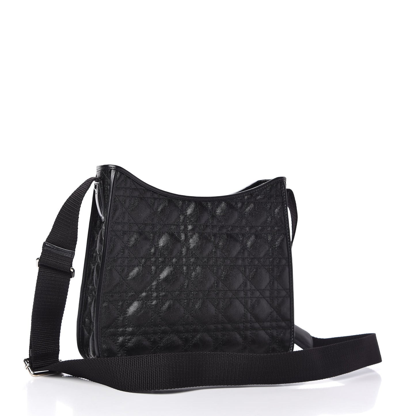Coated Canvas Cannage Crossbody Bag Black