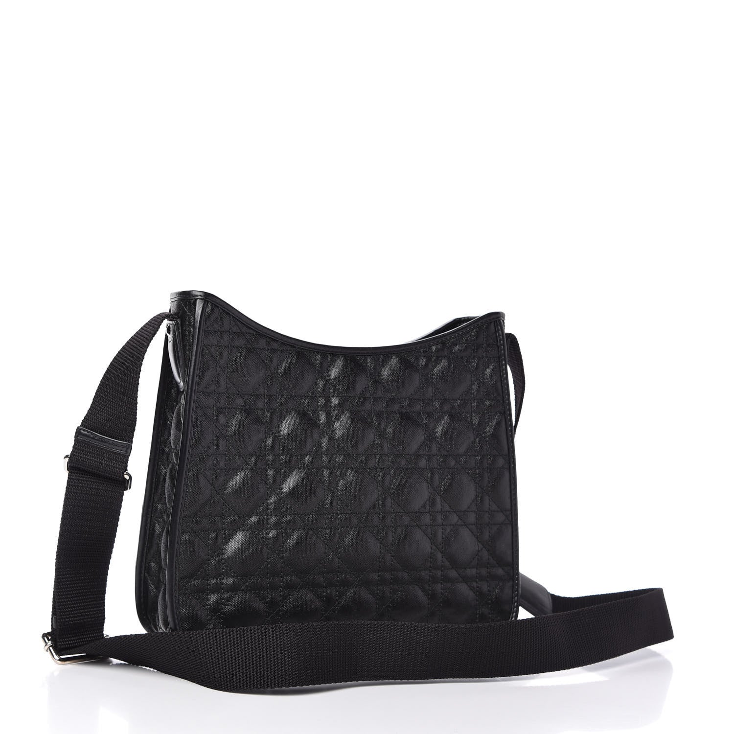 Christian Dior Coated Canvas Cannage Crossbody Bag Black 3 of 10