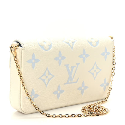Louis Vuitton Empreinte Monogram Giant Felicie Pochette Chain Wallet Latte Candy Blue 4 of 9