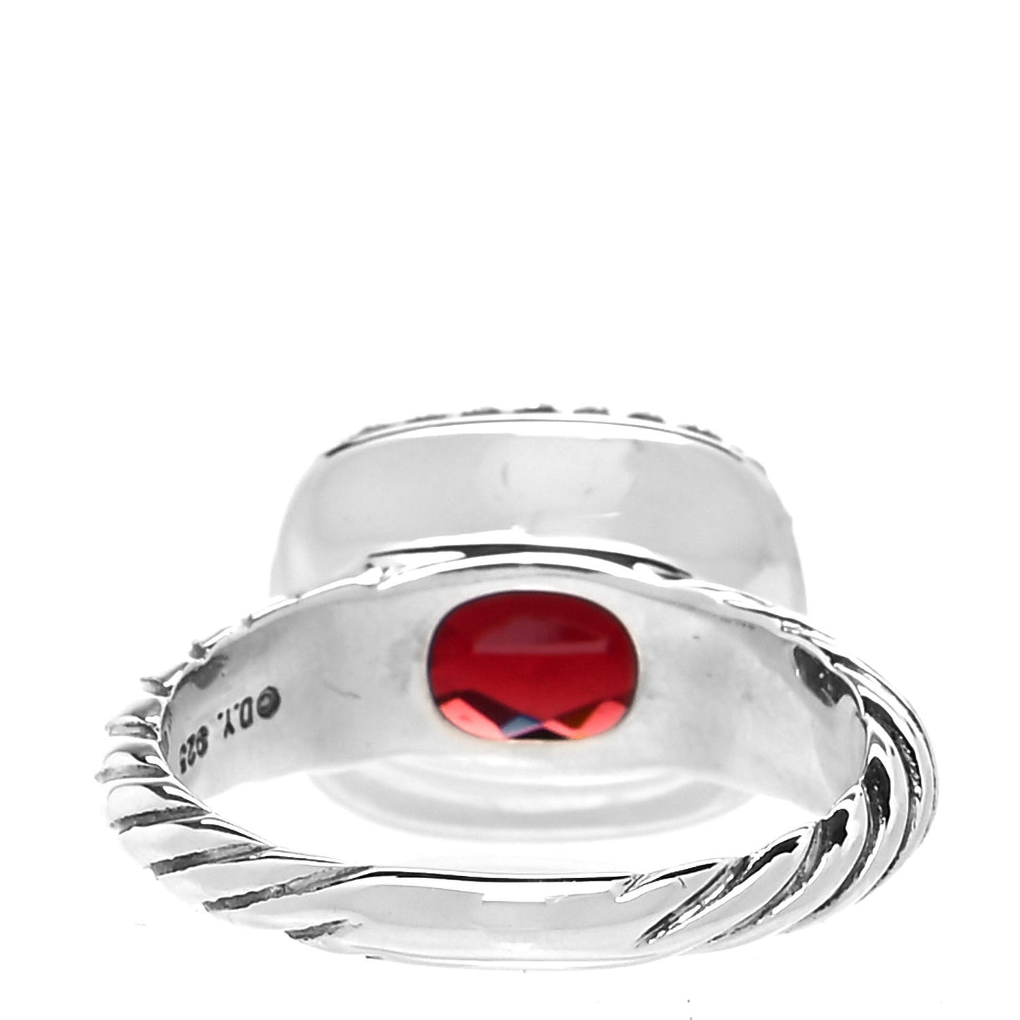 Sterling Silver Diamond Garnet 10mm Noblesse Ring 51 5.75