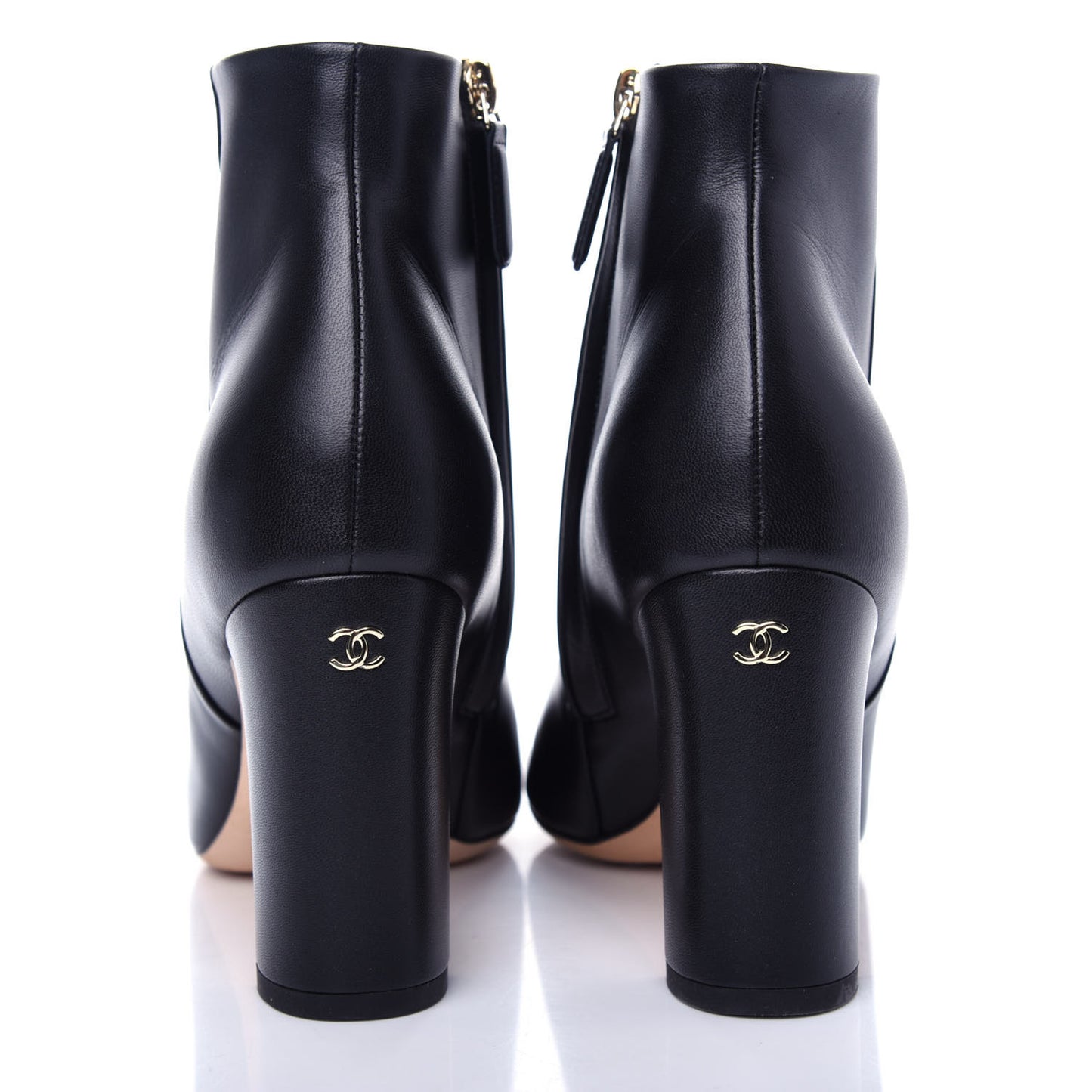 Lambskin CC Chain Short Boots 38 Black