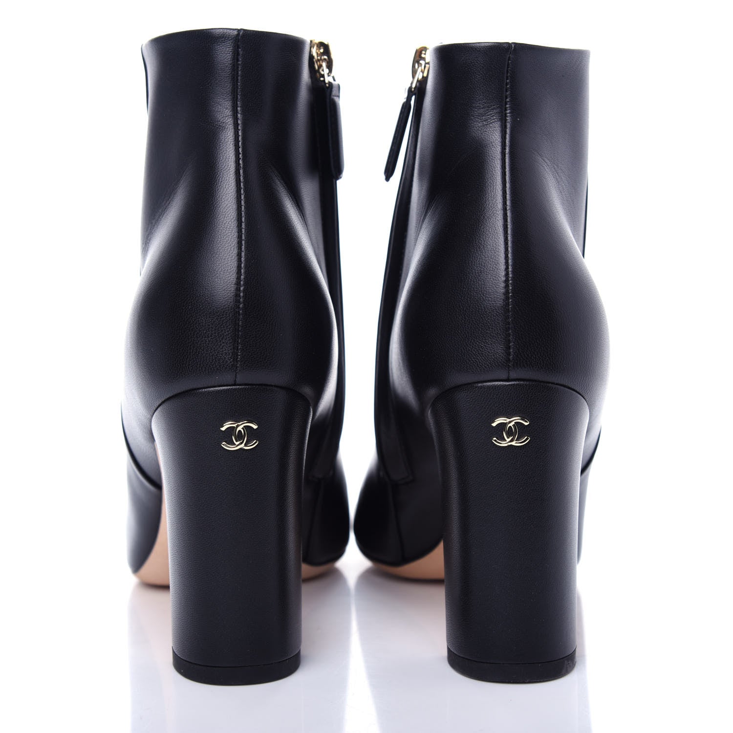 Chanel Lambskin CC Chain Short Boots 38 Black 7 of 11