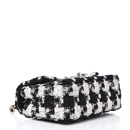 Chanel Tweed Quilted Mini Rectangular Flap Black Ecru White 4 of 12