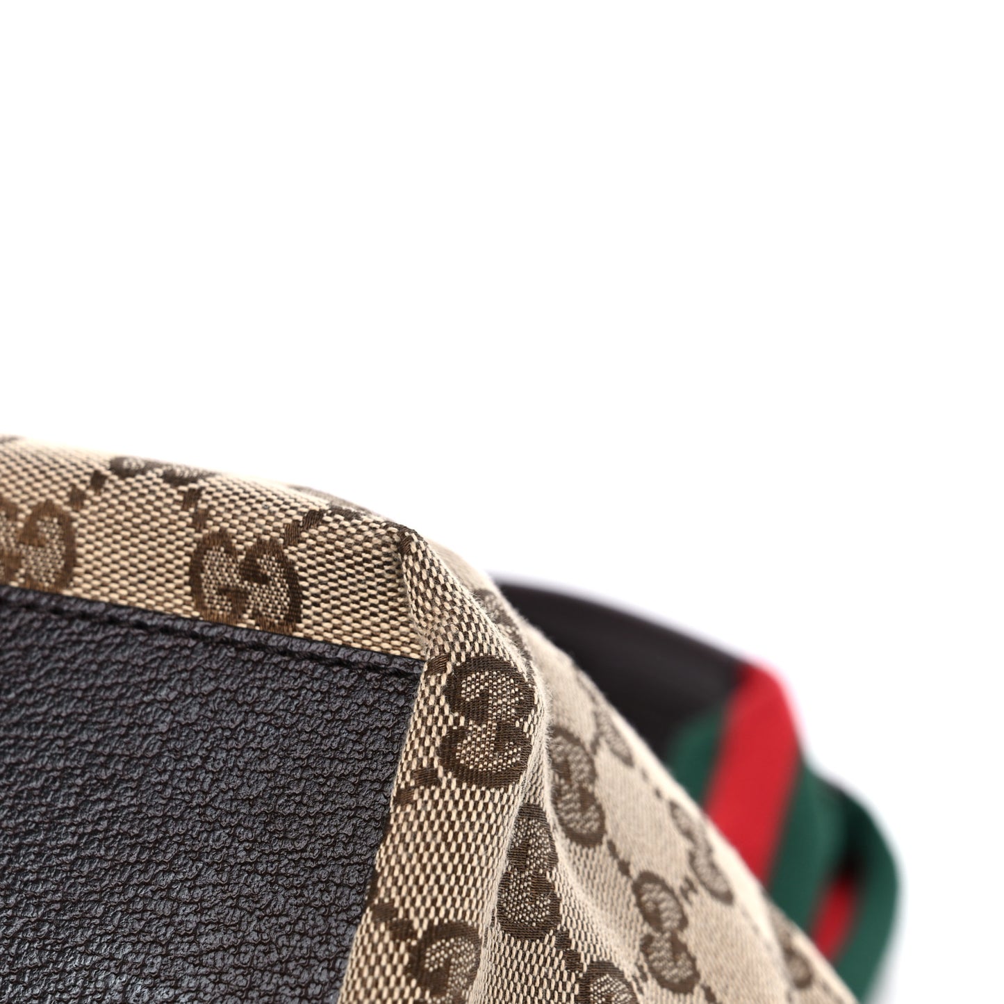 GG Monogram Medium Web Handle Bucket Tote Dark Brown