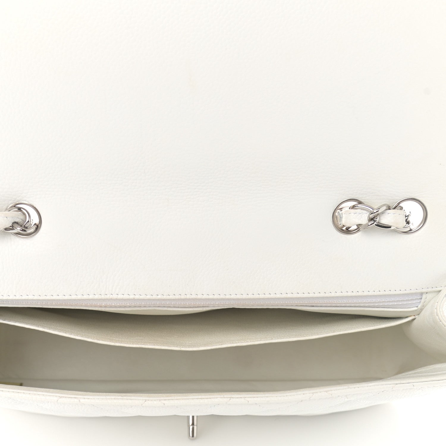 Chanel Caviar Quilted Jumbo Single Flap White 5 of 11