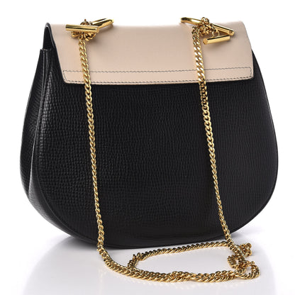 Chloe Grained Calfskin Lambskin Bi-Color Drew Shoulder Bag Black Powder Beige 2 of 8