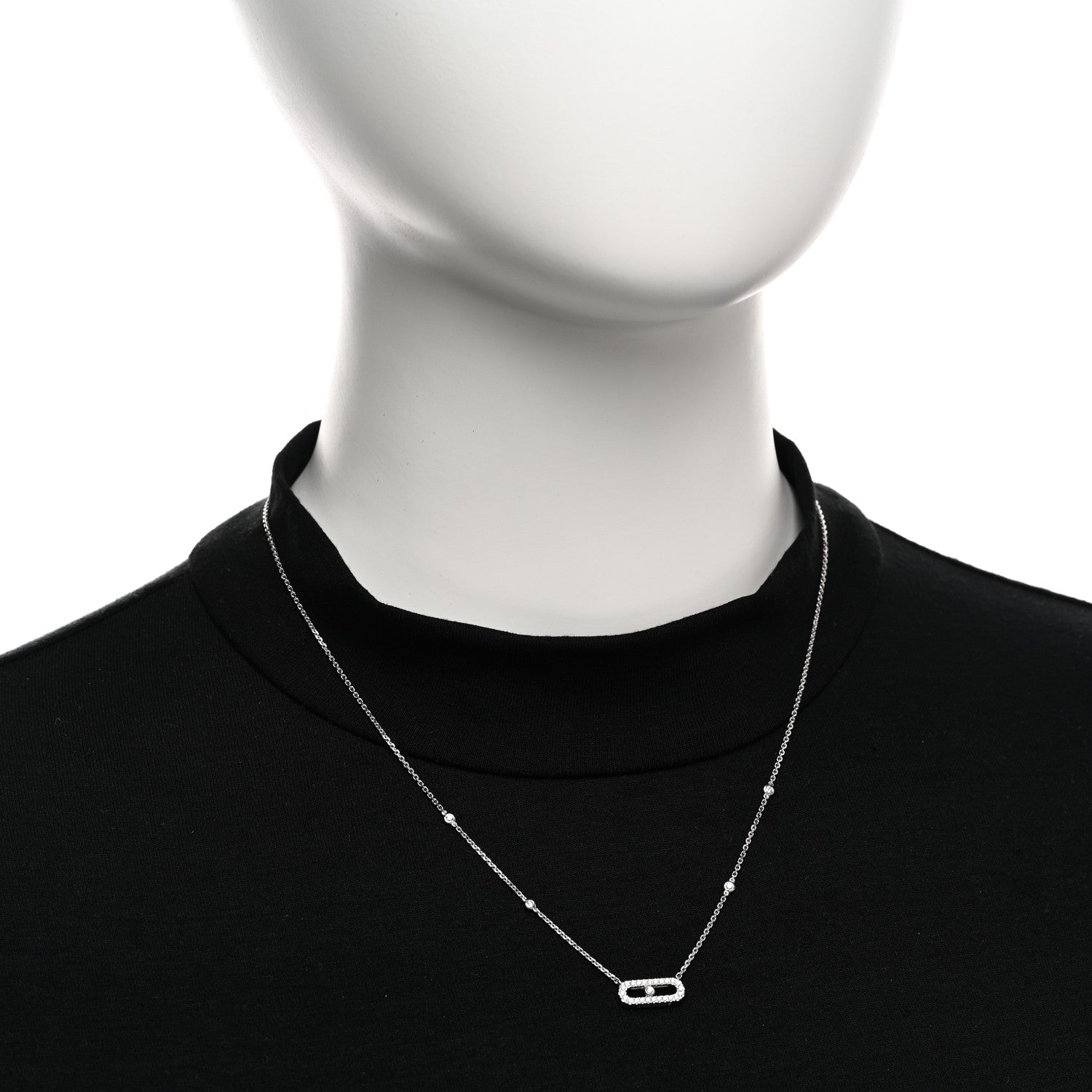 Messika 18K White Gold Diamond Move Uno Pave Necklace 2 of 5