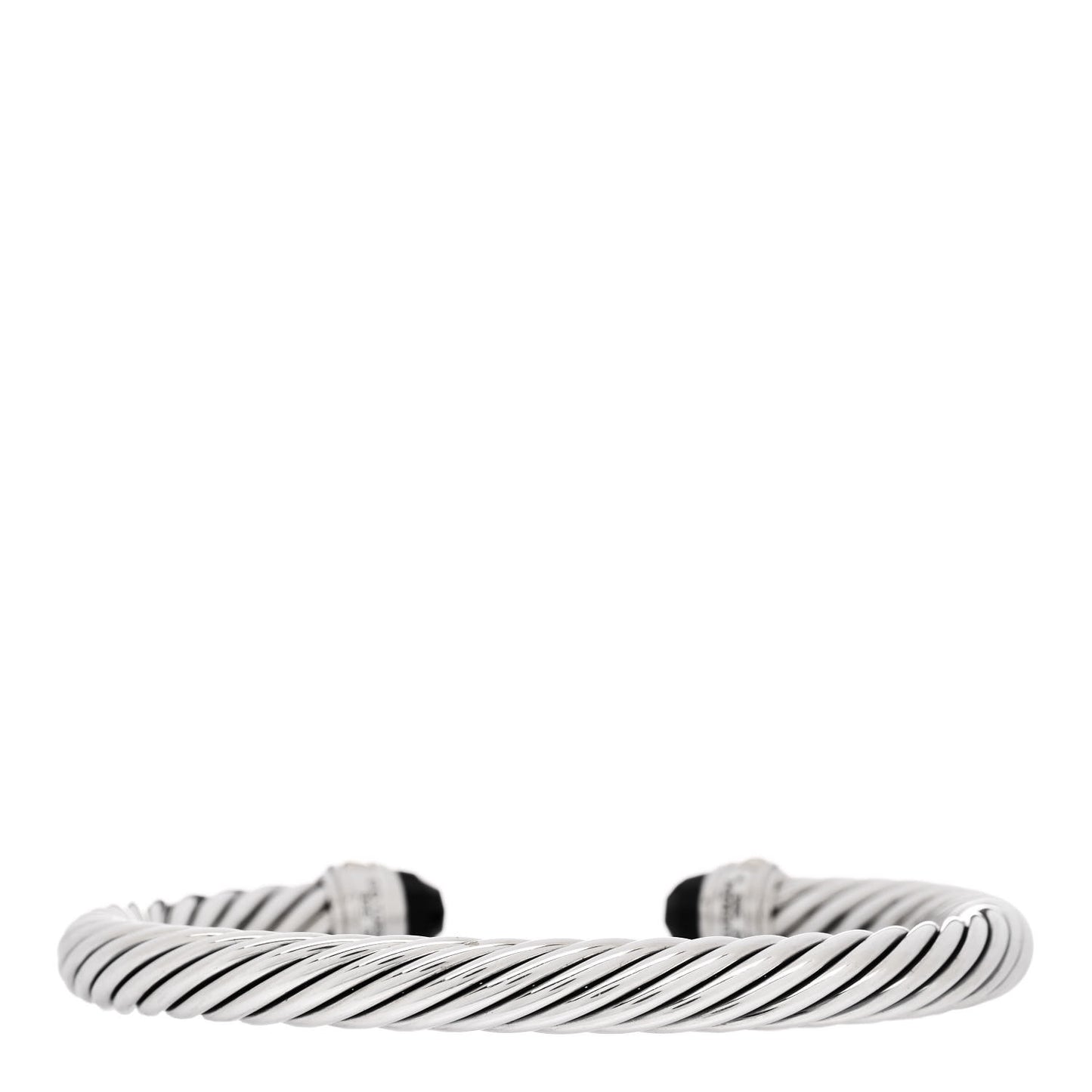 Sterling Silver 14K Yellow Gold Black Onyx 7mm Cable Classics Bracelet