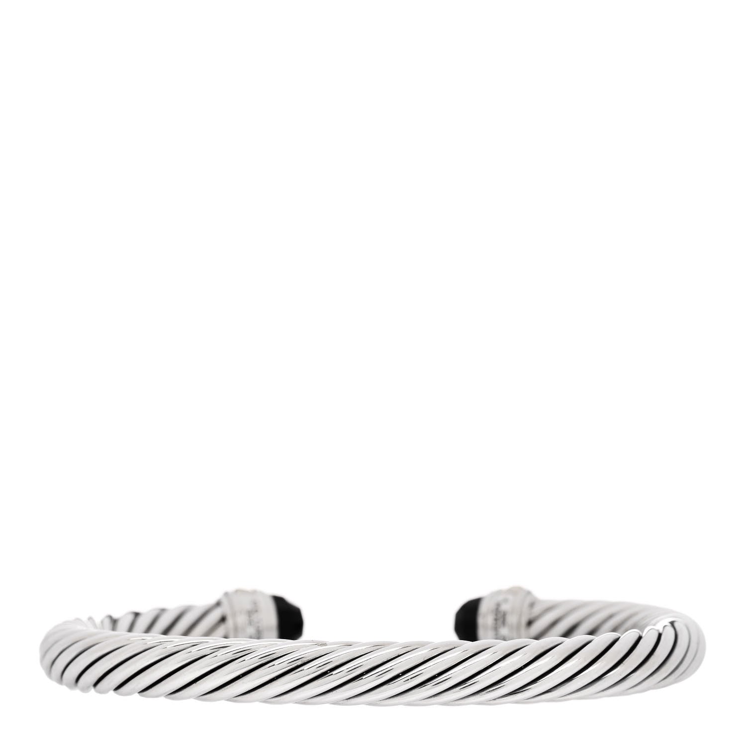 David Yurman Sterling Silver 14K Yellow Gold Black Onyx 7mm Cable Classics Bracelet 2 of 3
