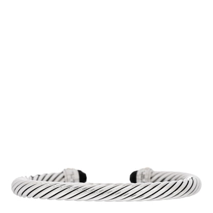 David Yurman Sterling Silver 14K Yellow Gold Black Onyx 7mm Cable Classics Bracelet 2 of 3