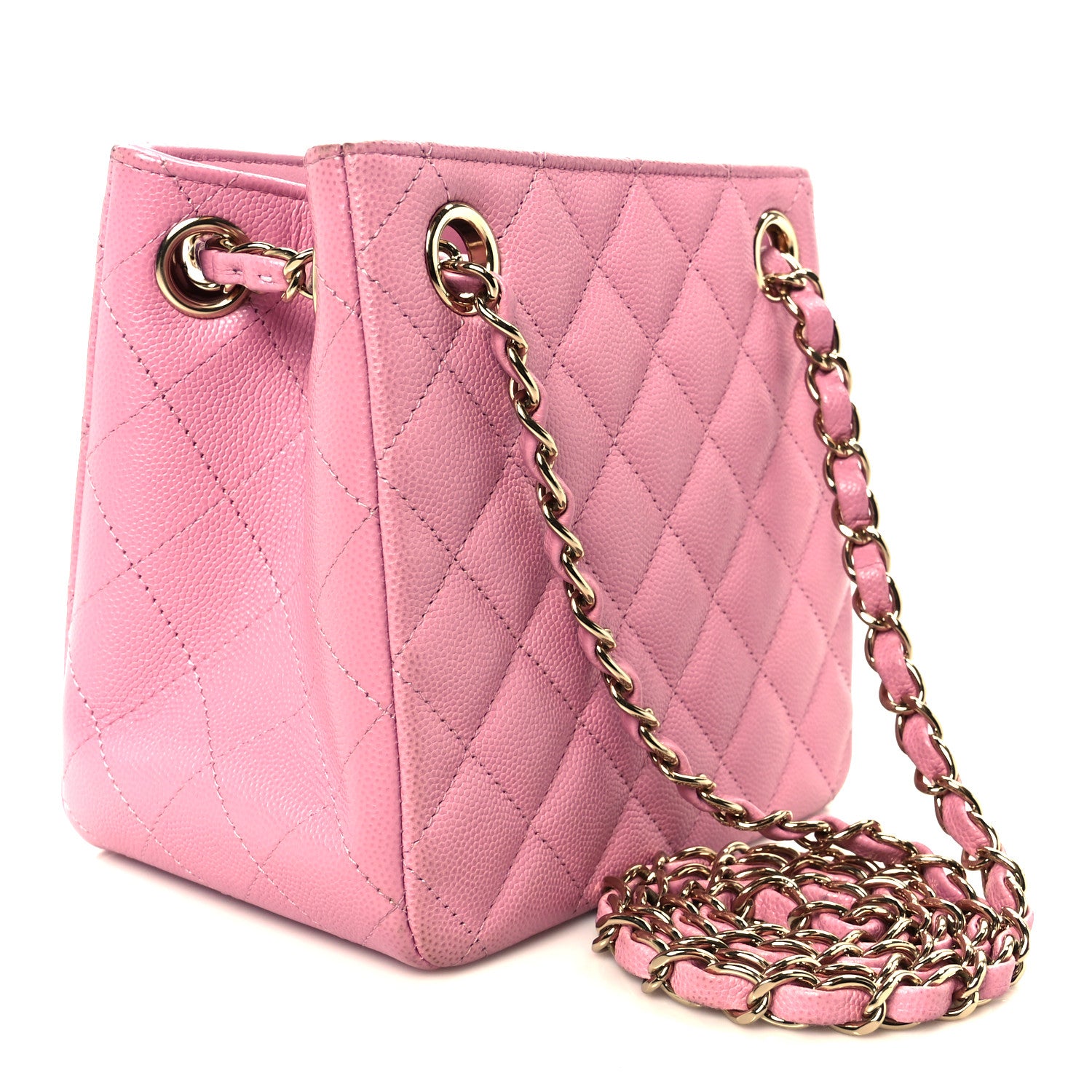 Chanel Caviar Quilted Mini Bucket Bag Pink 3 of 10