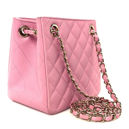 Chanel Caviar Quilted Mini Bucket Bag Pink 3 of 10