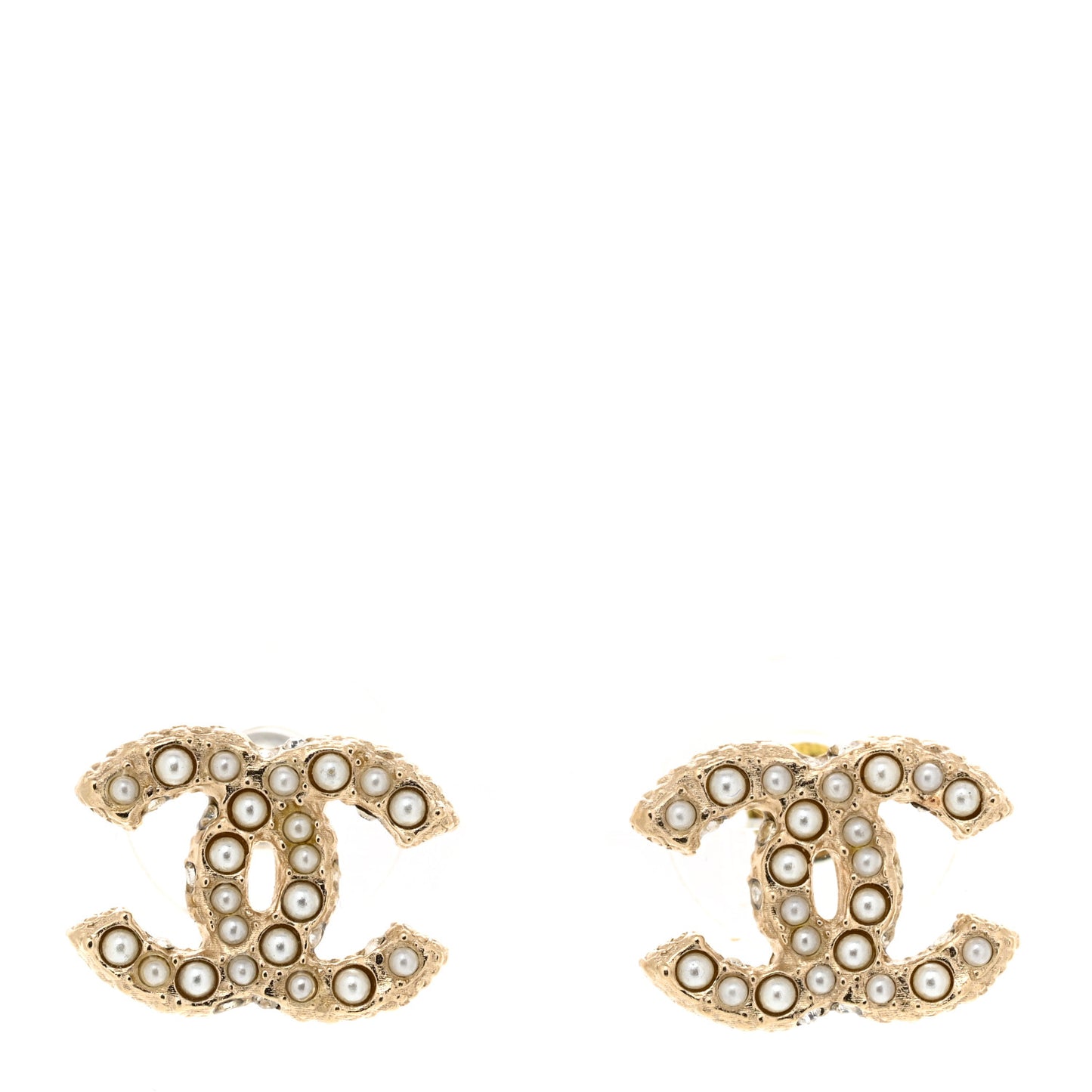 Pearl Crystal CC Earrings Light Gold