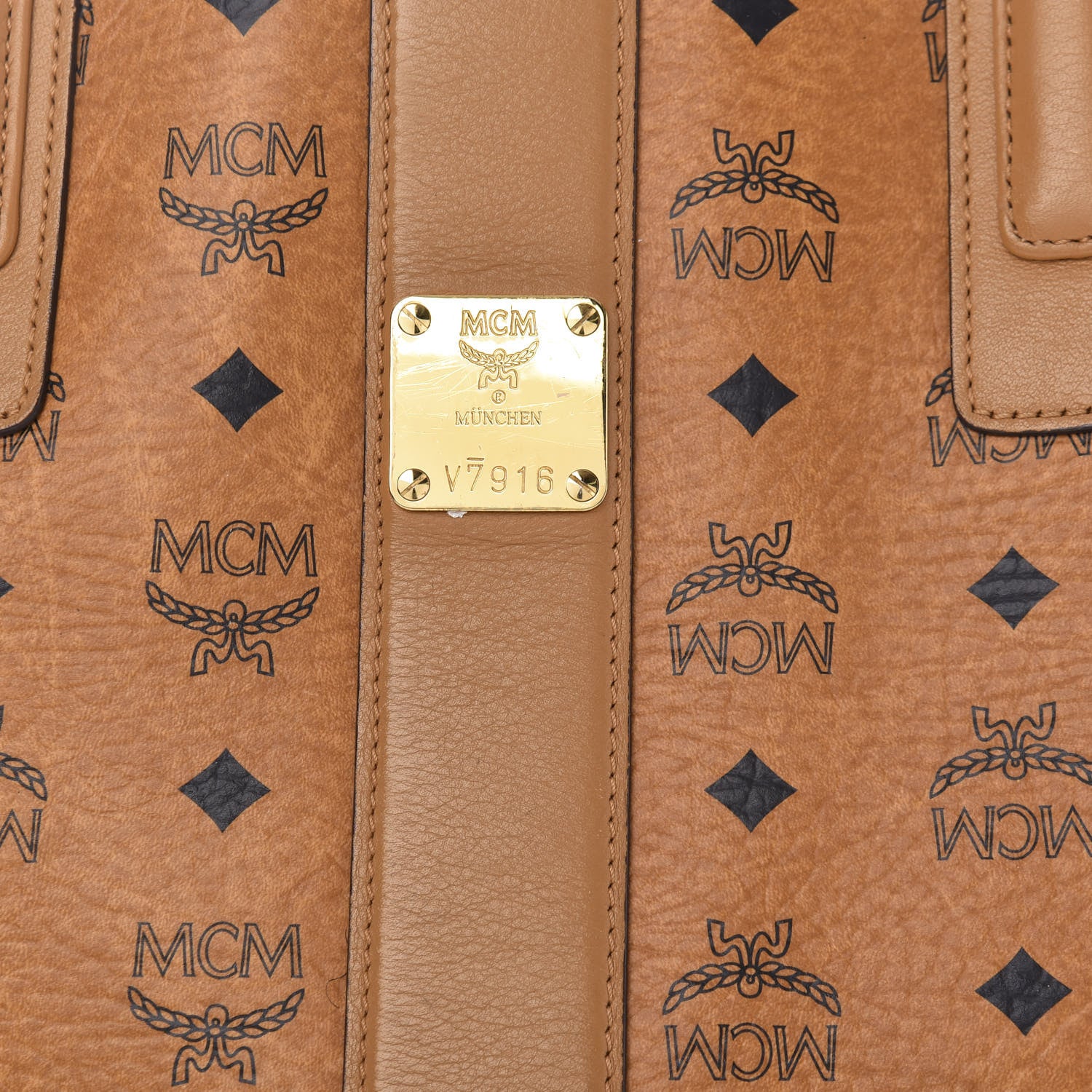 MCM Visetos Medium Liz Reversible Shopper Tote Cognac 12 of 24