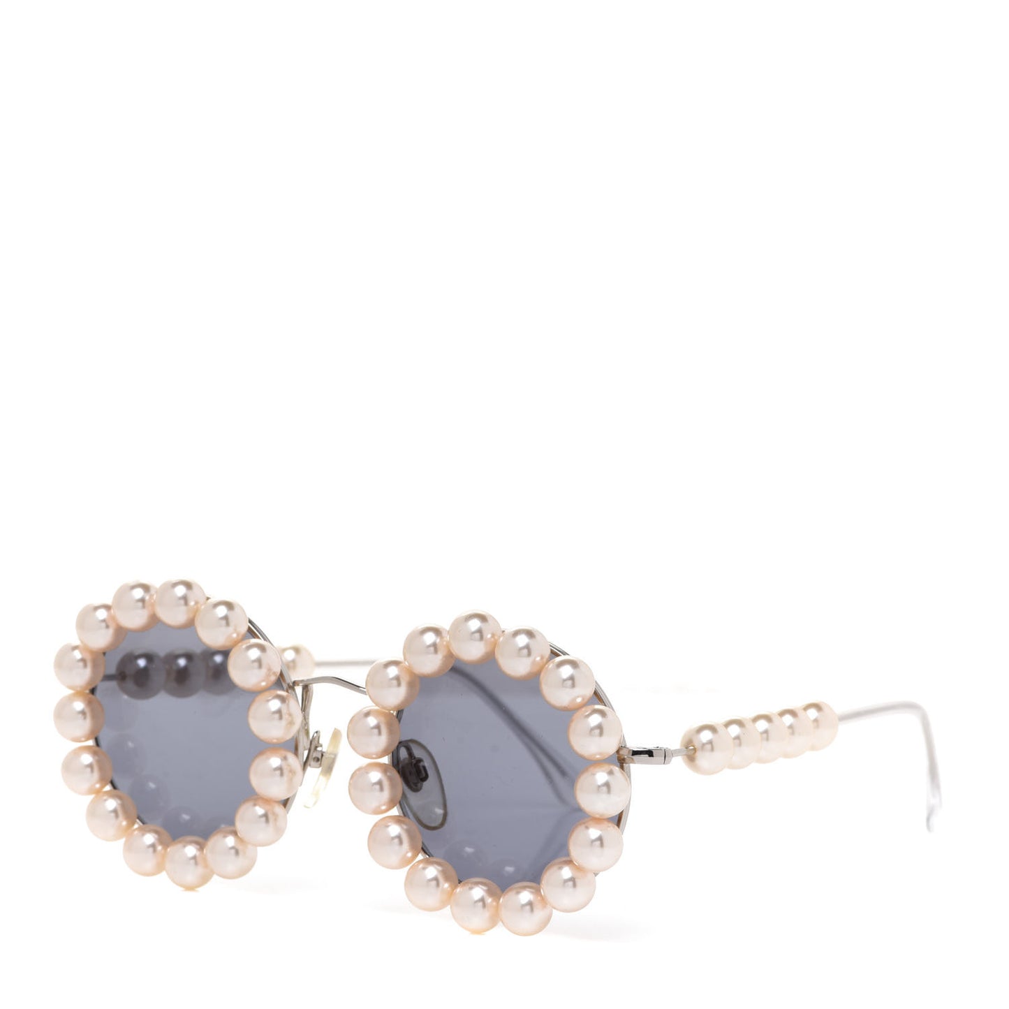 Pearl Round Sunglasses 03526 Silver