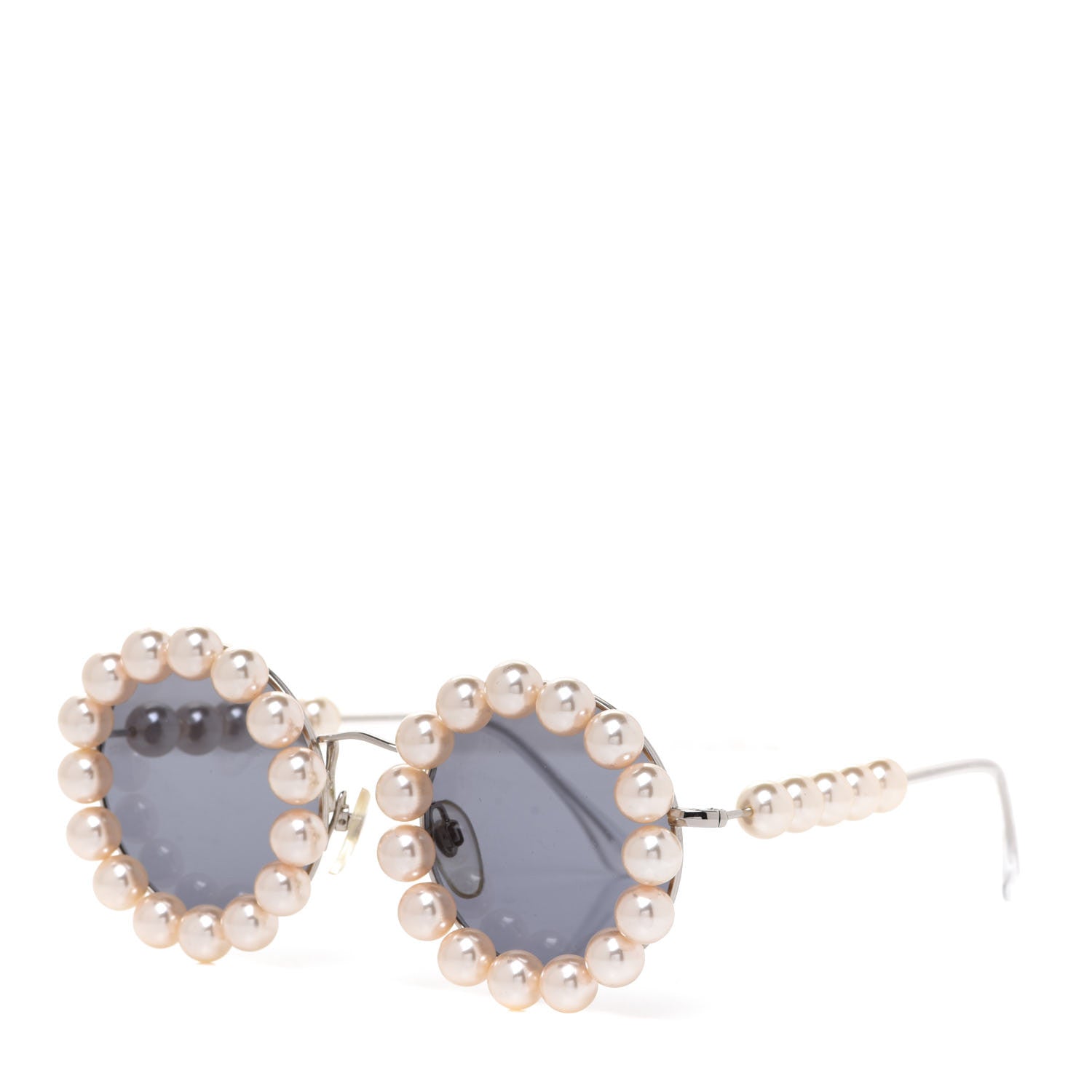 Chanel Pearl Round Sunglasses 03526 Silver 1 of 6