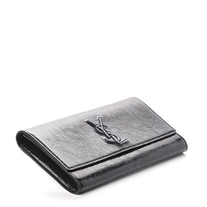 Saint Laurent Textured Patent Monogram Small Belle De Jour Clutch Navy 3 of 5