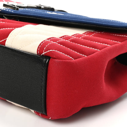 Saint Laurent Canvas Matelasse Chevron American Flag Monogram Medium College Bag Red Blue 10 of 10