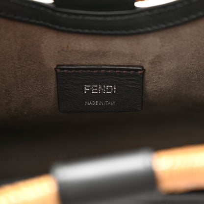 Fendi Vitello Century Wicker FF 1974 Embossed Small Runaway Shopper Tote Black 6 of 10
