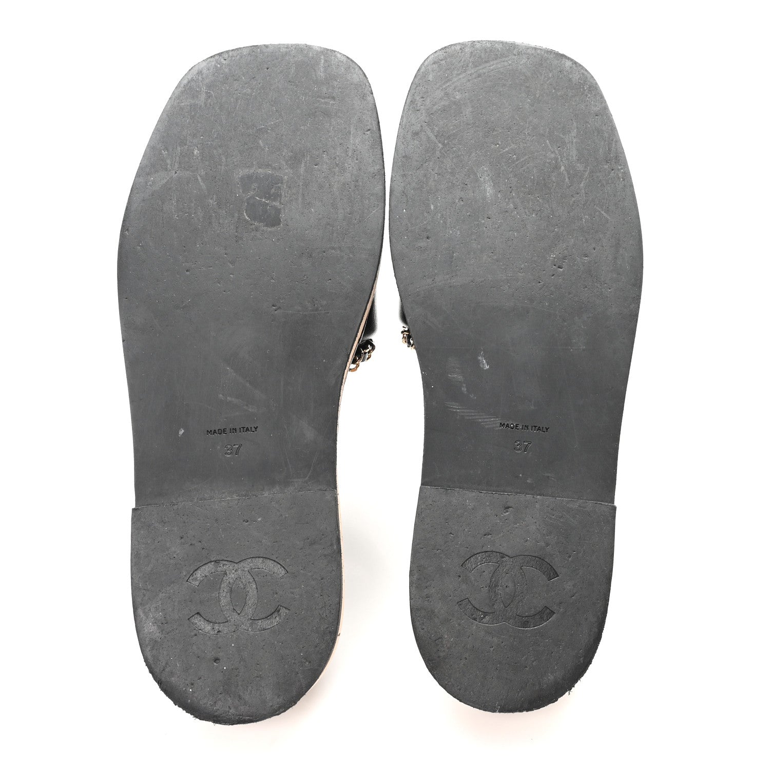 Chanel Lambskin Chain Cork Slide Sandals 37 Black 6 of 9