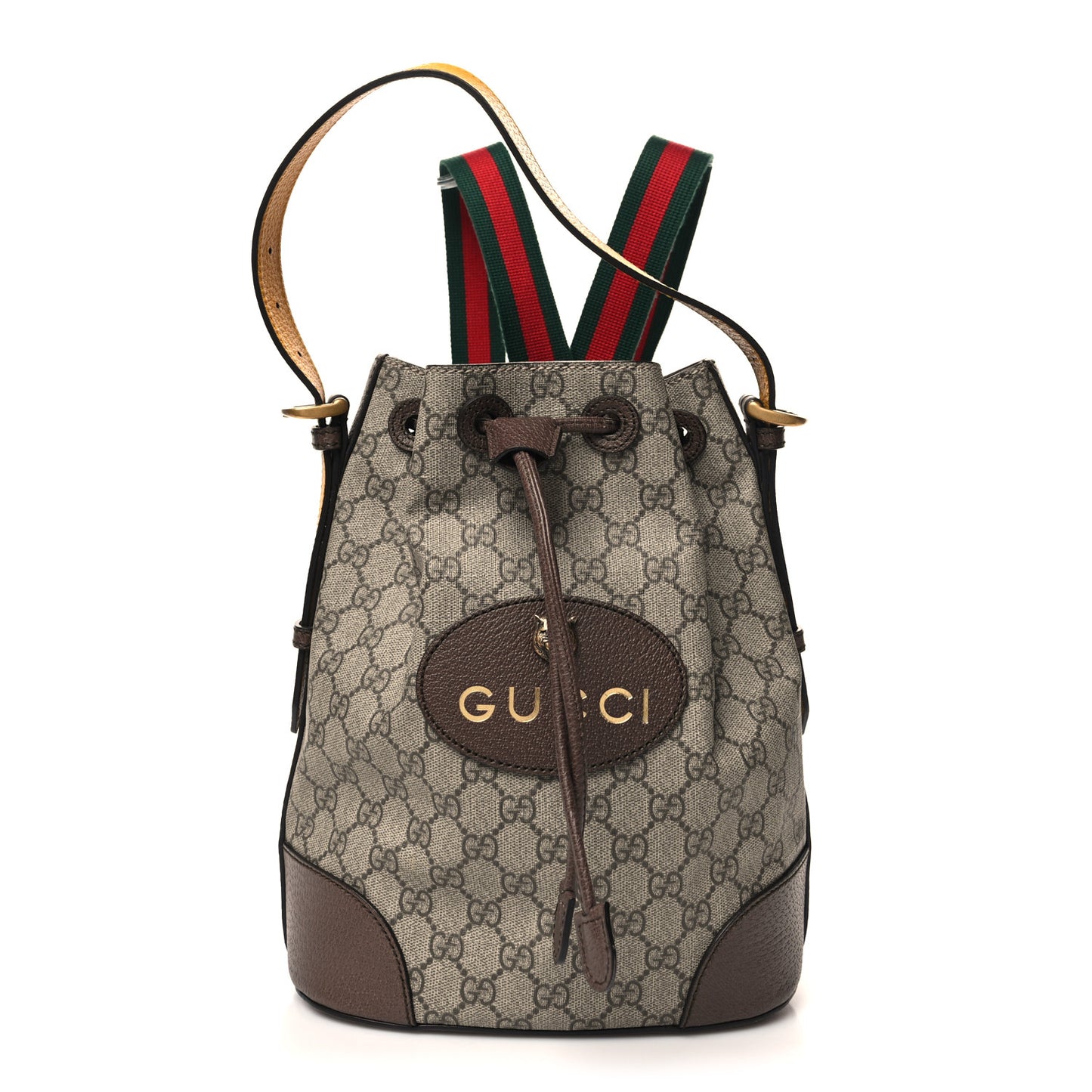 GG Supreme Monogram Neo Vintage Drawstring Bucket Backpack Beige New Acero Crop