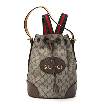 Gucci GG Supreme Monogram Neo Vintage Drawstring Bucket Backpack Beige New Acero Crop 1 of 10