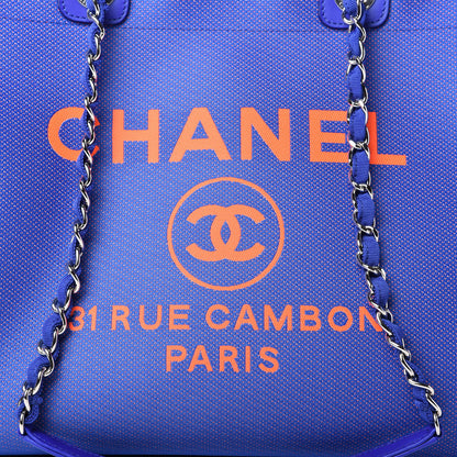 Chanel Mixed Fibers Medium Deauville Tote Blue Orange 10 of 10