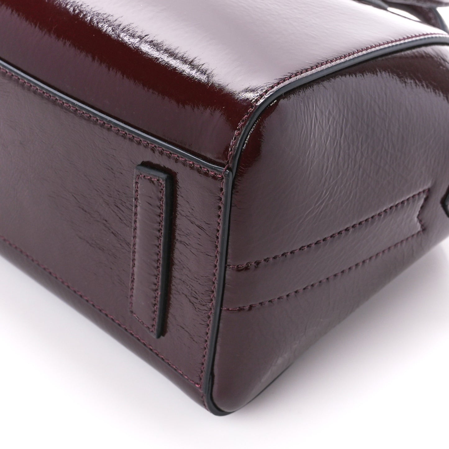 Crinkled Patent Calfskin Mini Antigona Aubergine