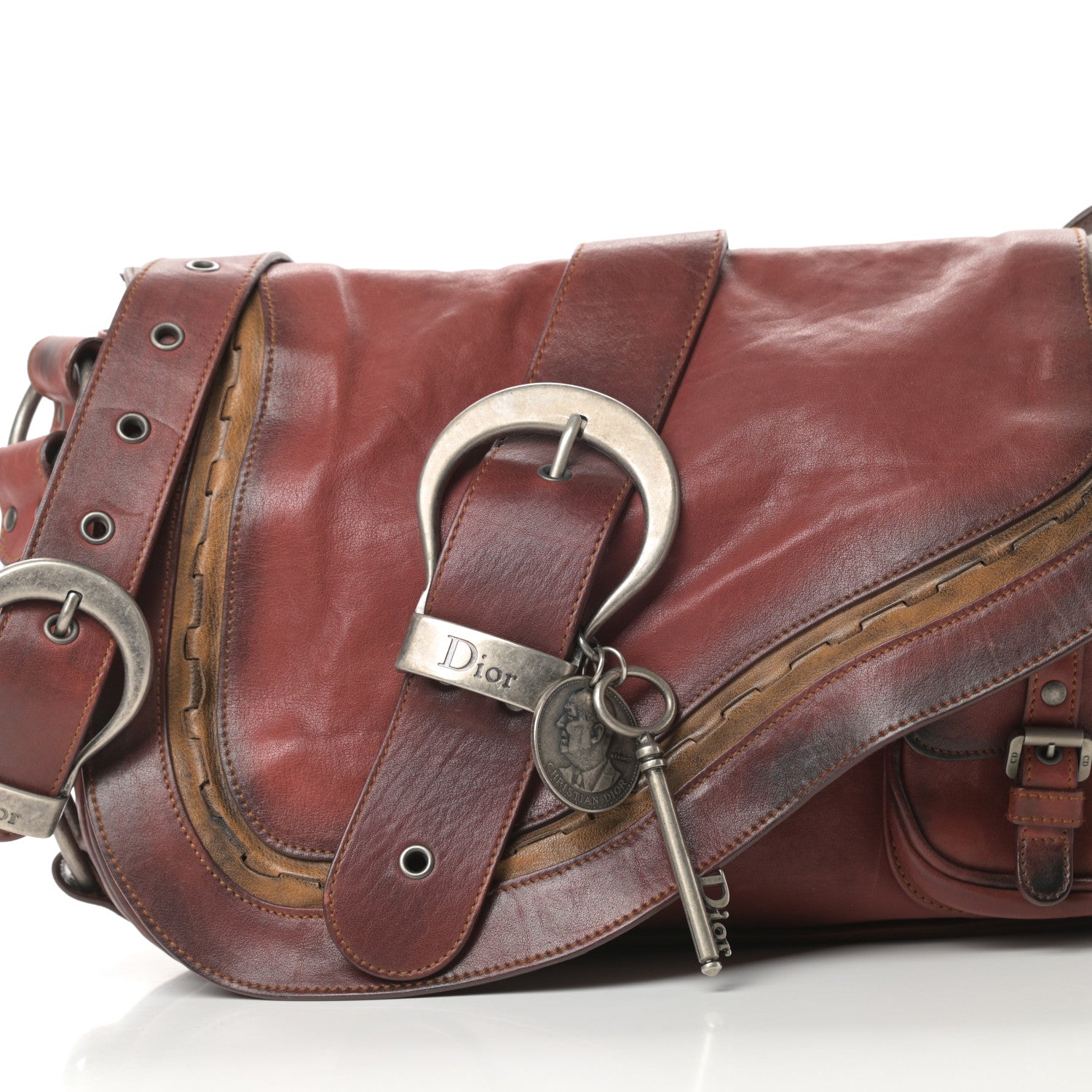 Christian Dior Calfskin Medium Gaucho Double Saddle Red 8 of 16