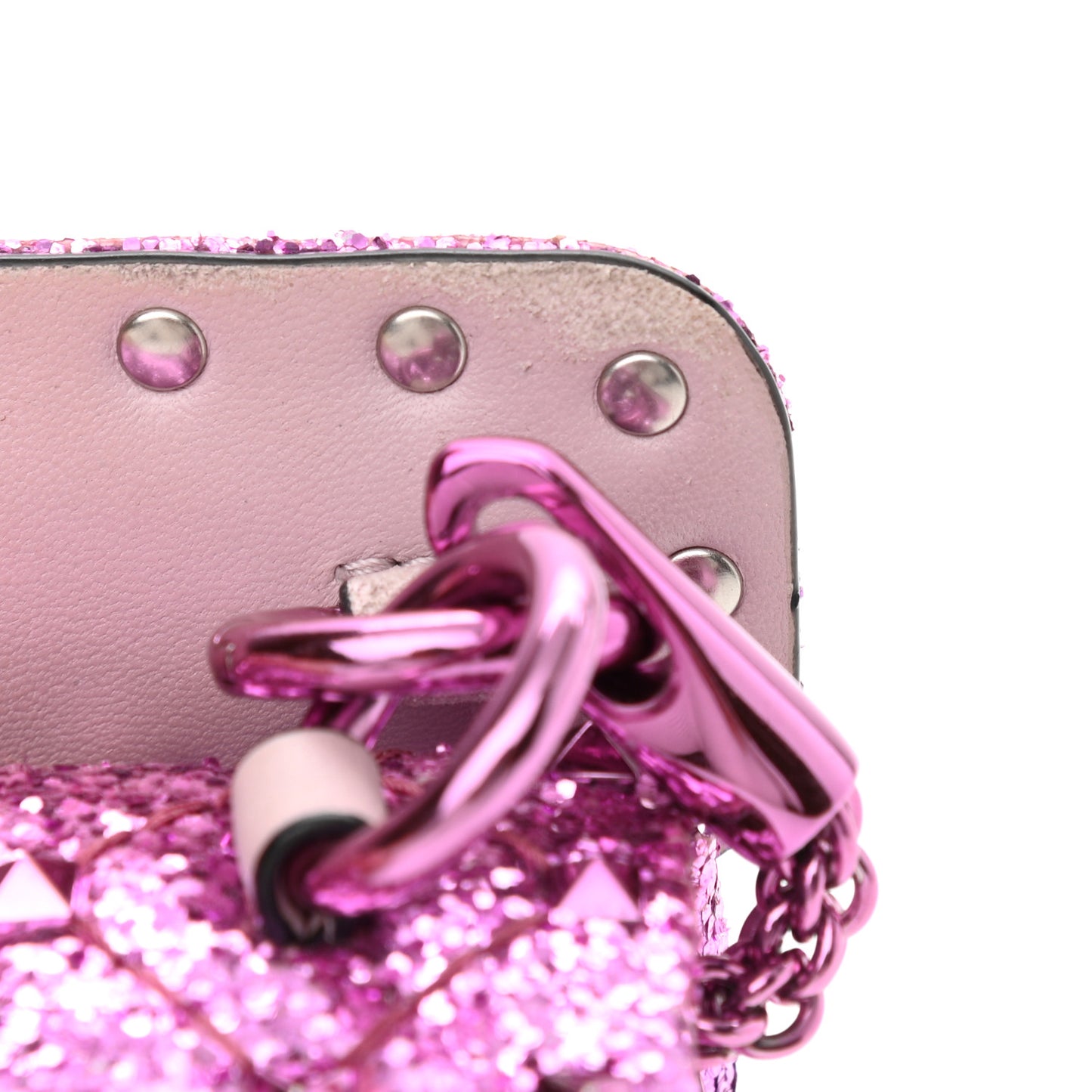 Glitter Mini Rockstud Spike Shoulder Bag Water Lilac