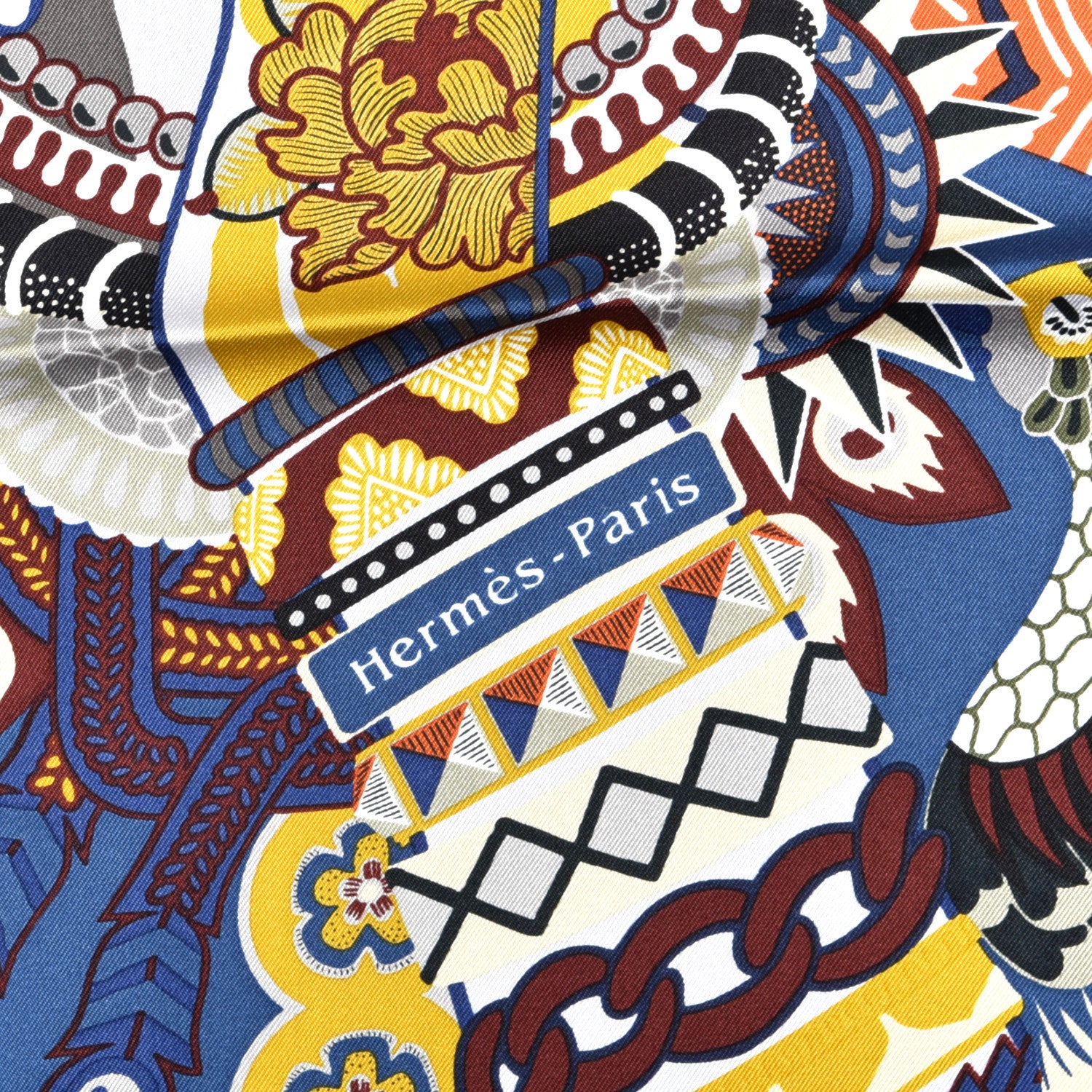 Hermes Silk Twill Duo Cosmique Scarf 90 Bleu Moyen Vert Ocre 2 of 5