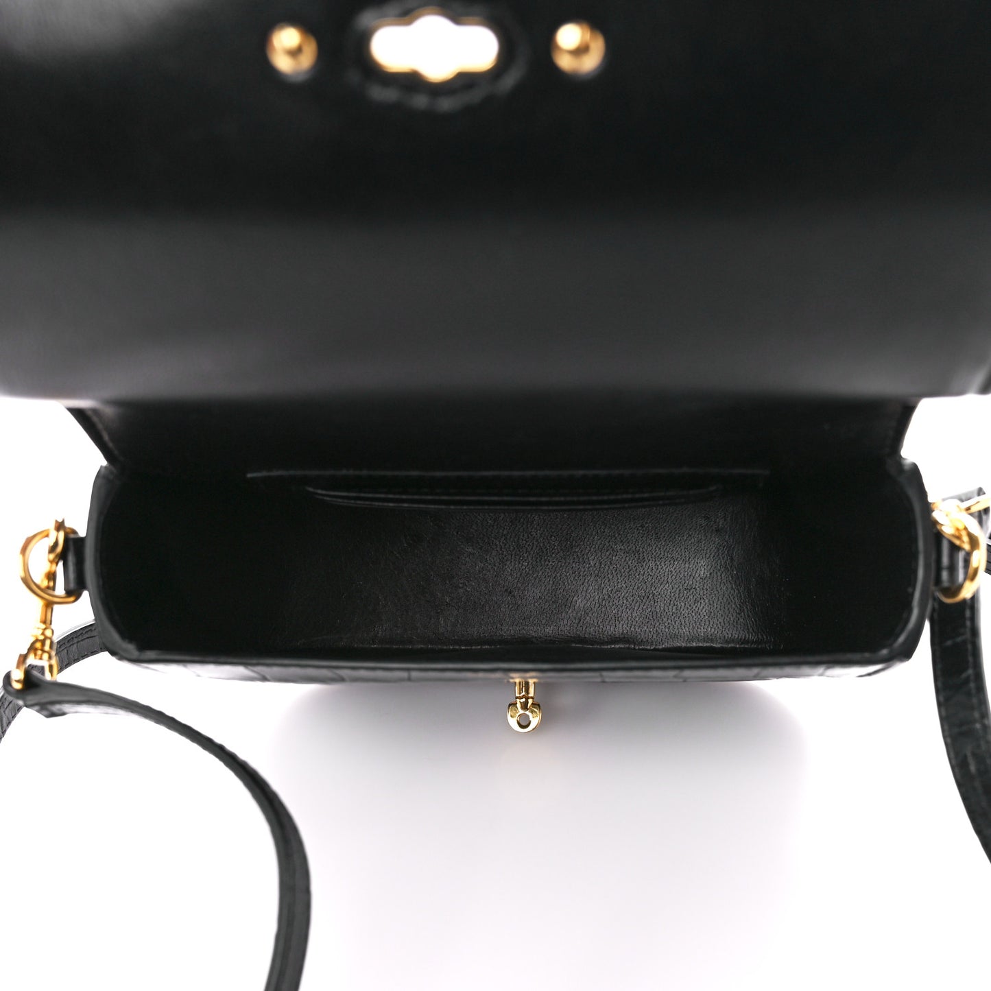 Deep Calfskin Crocodile Embossed Small Darley Black