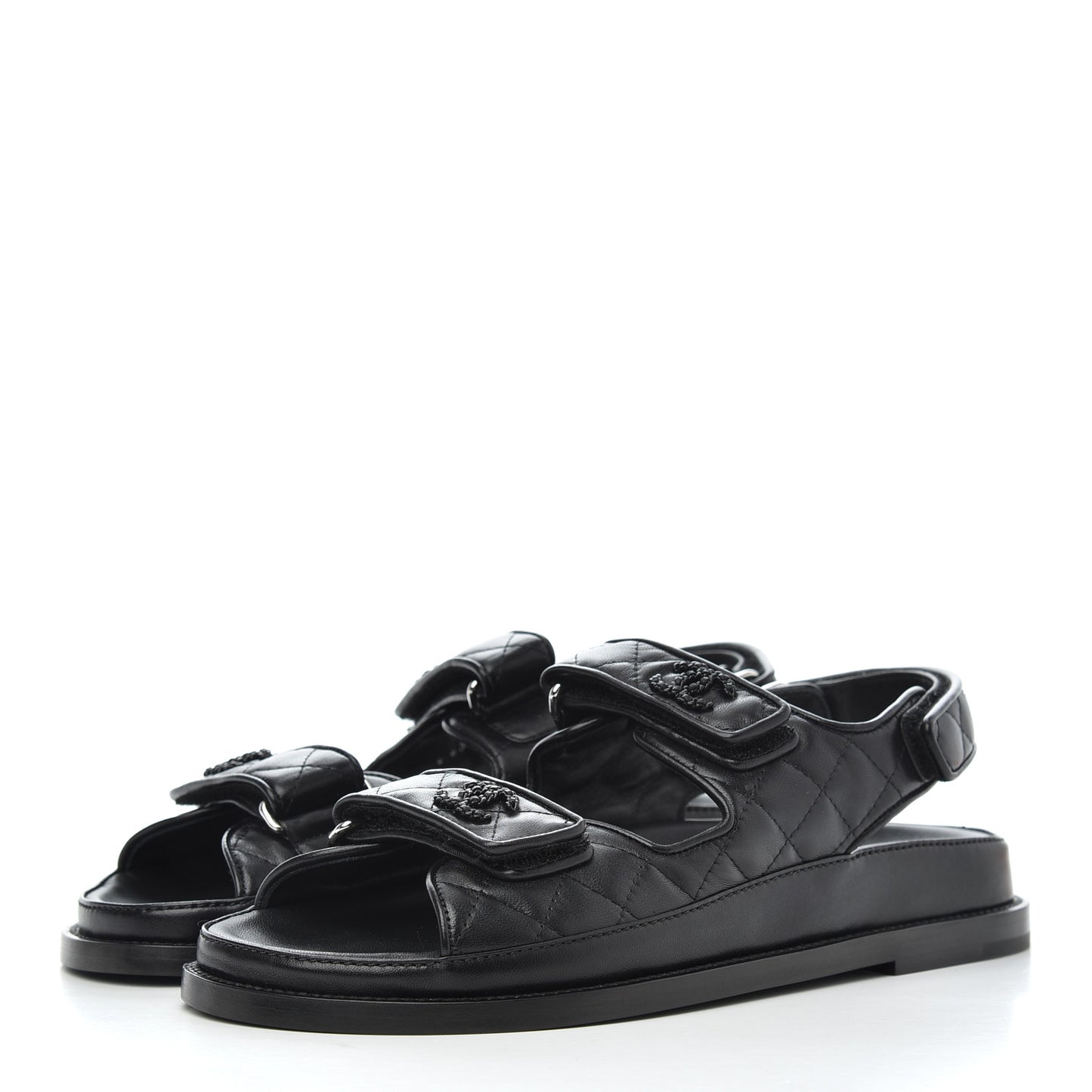 Lambskin Velcro Dad Sandals 37.5 Black