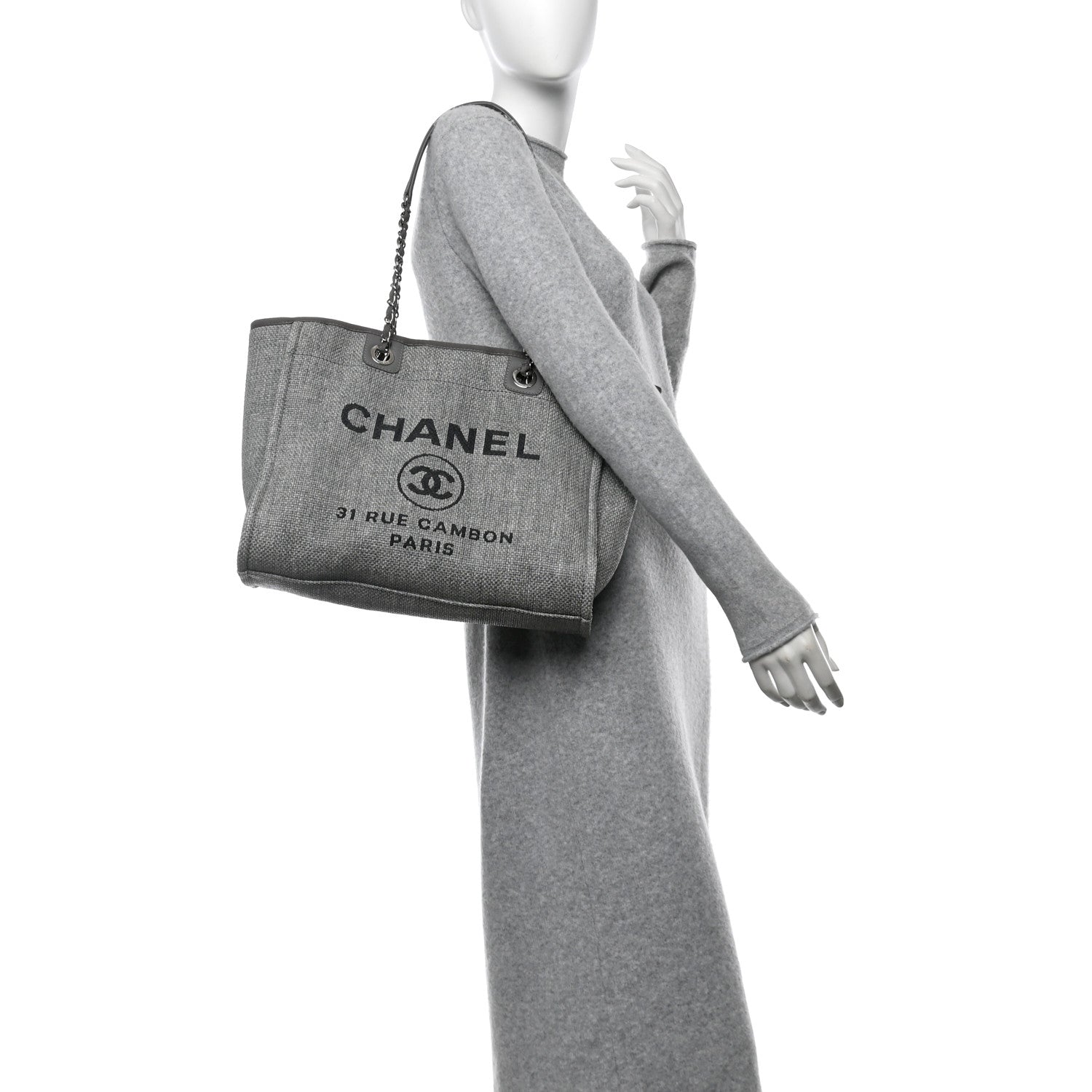 Chanel Woven Straw Raffia Small Deauville Tote Charcoal 2 of 10