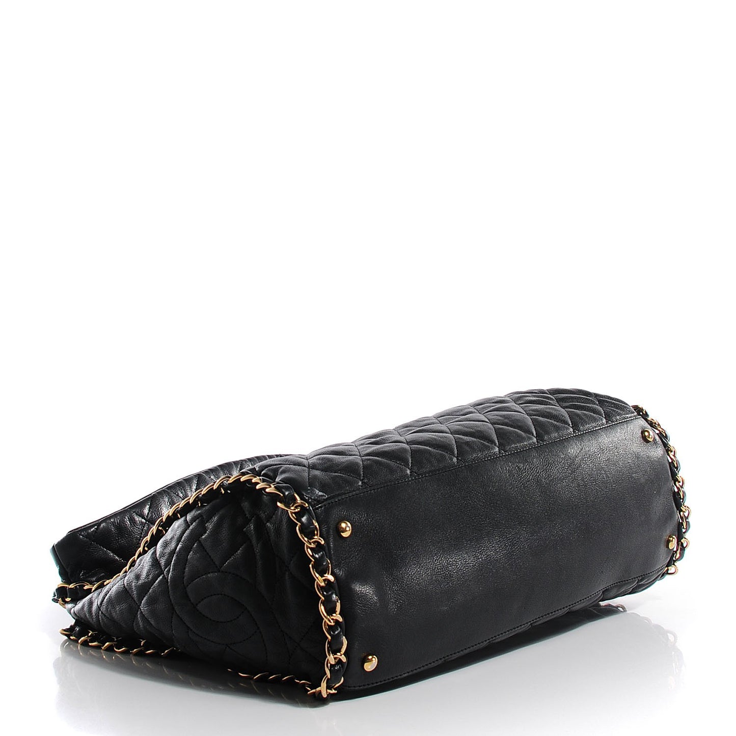 Calfskin Quilted Large Chain Me Hobo Black