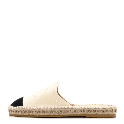 Chanel Denim CC Espadrille Mules 36 White Black 1 of 10