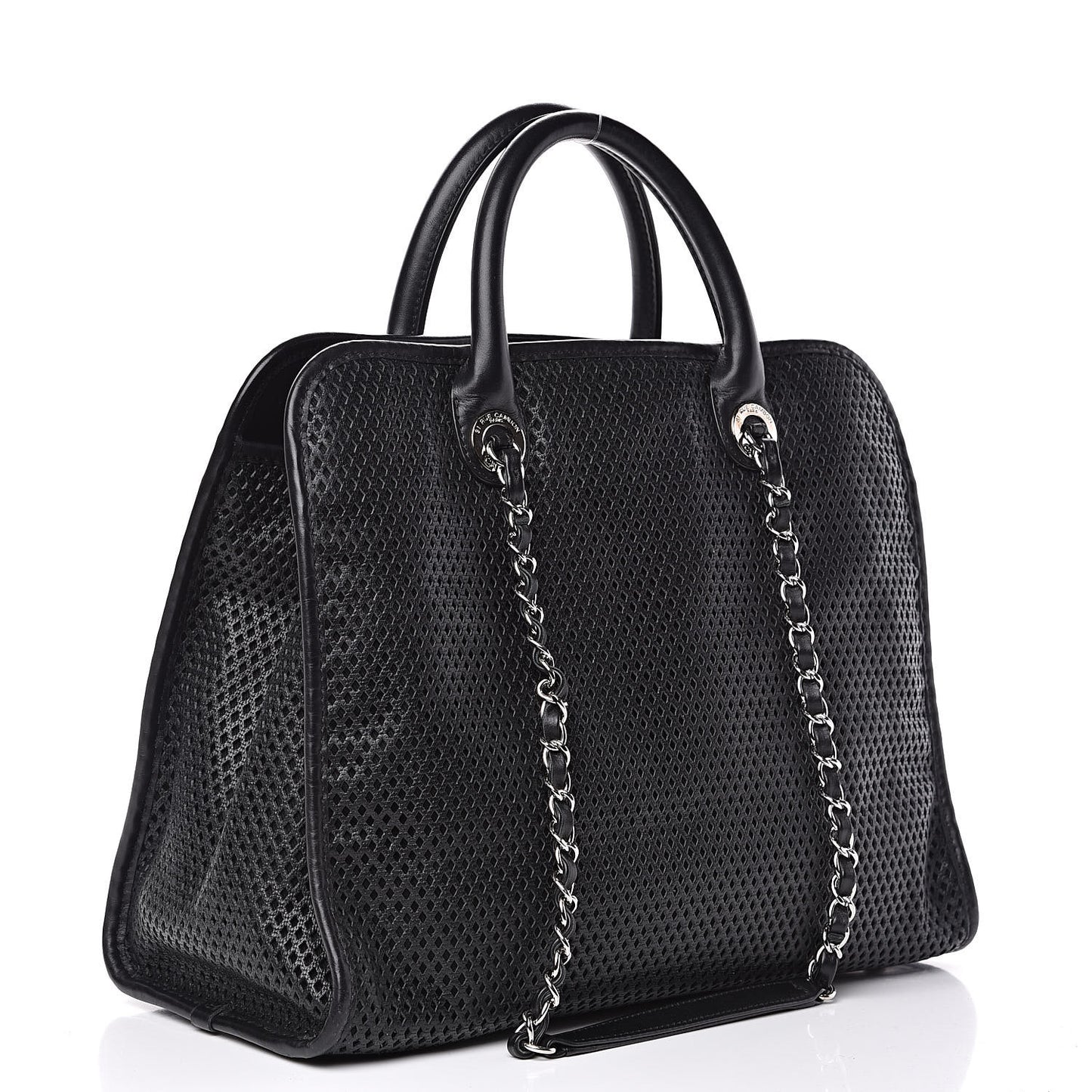 Calfskin Perforated Up In The Air Tote Black