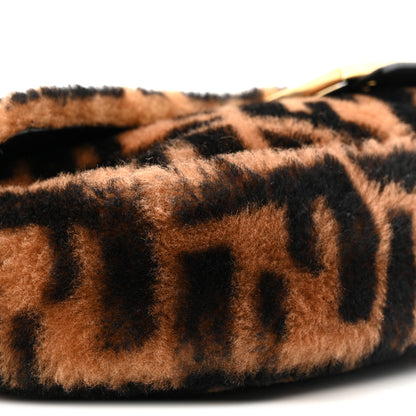 Fendi Shearling Vitello Dolce Macro FF 1974 Baguette Tobacco Black 9 of 11