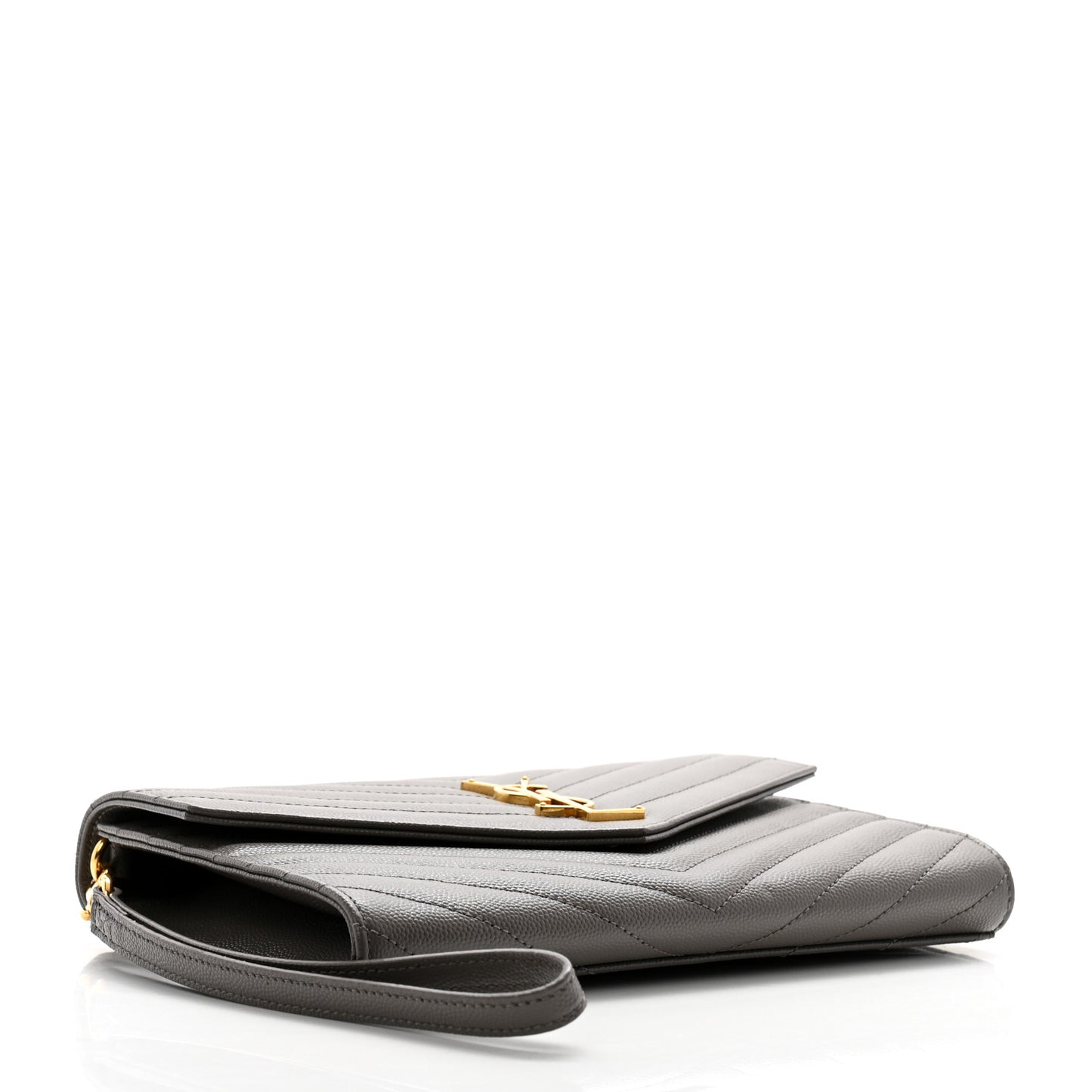 Grain De Poudre Matelasse Chevron Monogram Envelope Clutch Earth