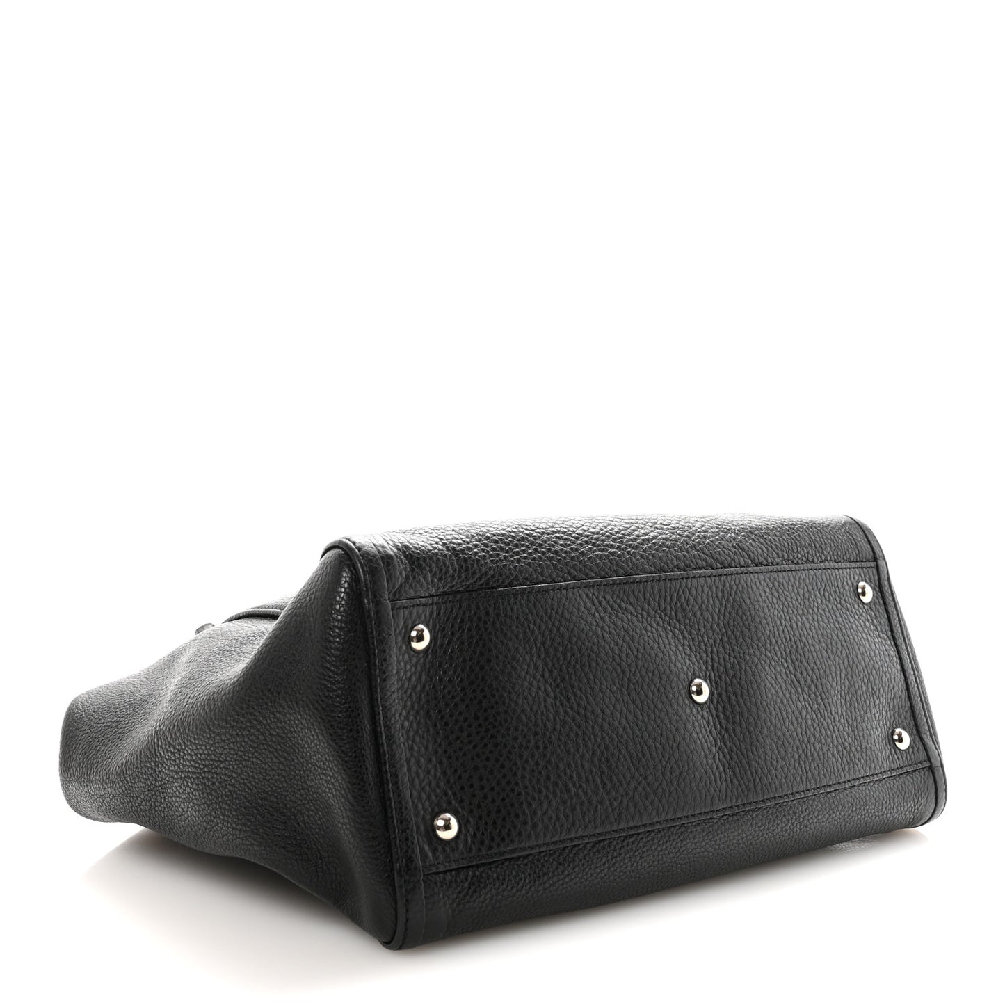 Pebbled Calfskin Medium Soho Shoulder Bag Black