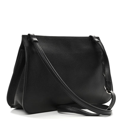 Gucci Pebbled Calfskin Medium Bamboo Daily Flap Shoulder Bag Black 2 of 6