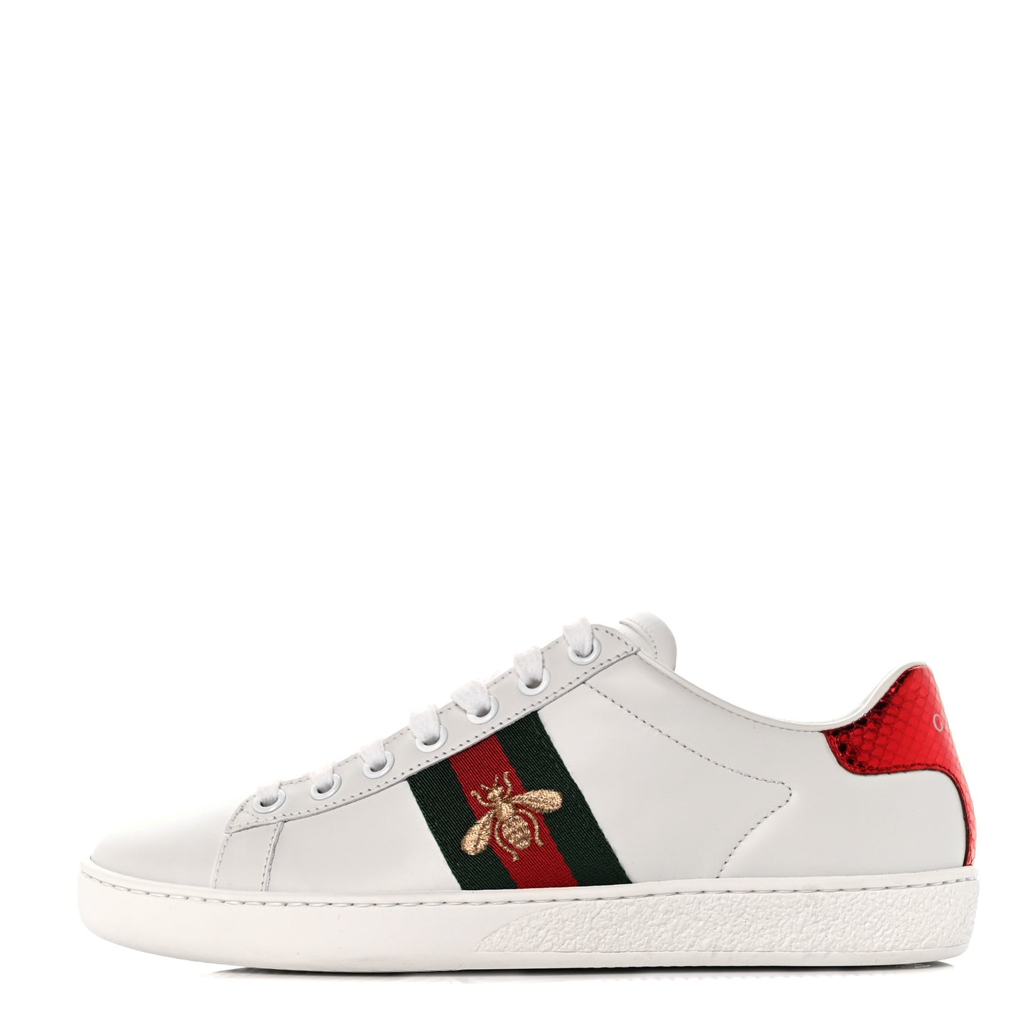 Calfskin Ayers Bee Embroidered Womens Ace Sneakers 35.5 White Green