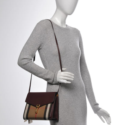 Burberry Derby Calfskin House Check Small Macken Crossbody Bag Mahogany Red 2 of 8