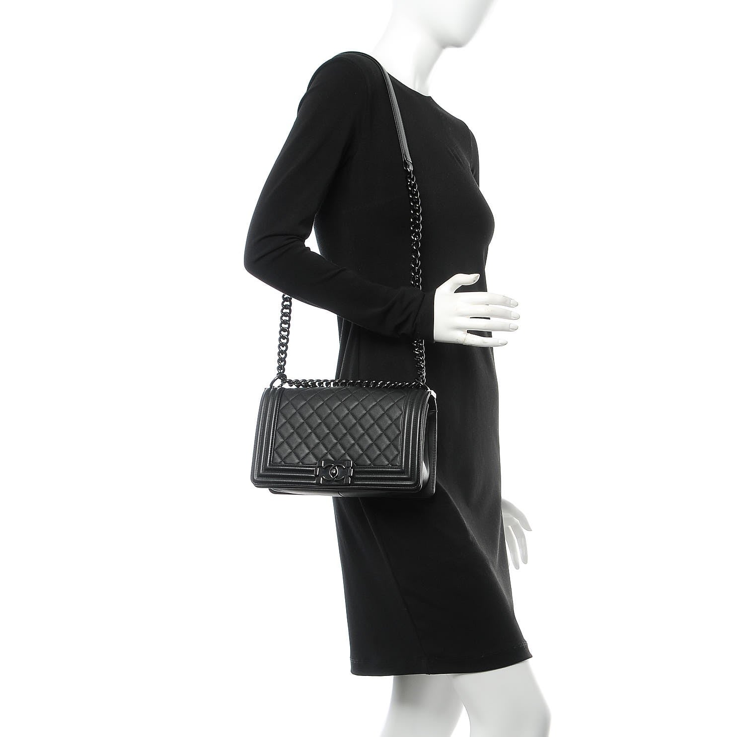 Chanel Calfskin Quilted Medium Boy Flap So Black 2 of 7