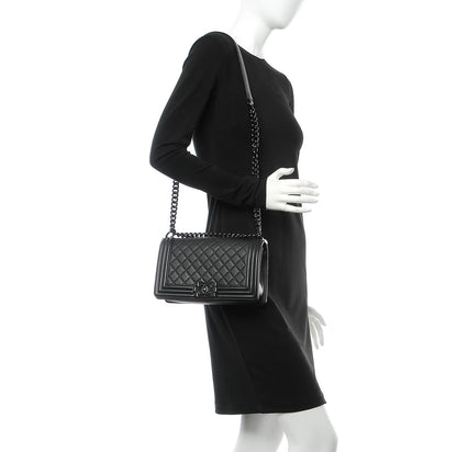 Chanel Calfskin Quilted Medium Boy Flap So Black 2 of 7