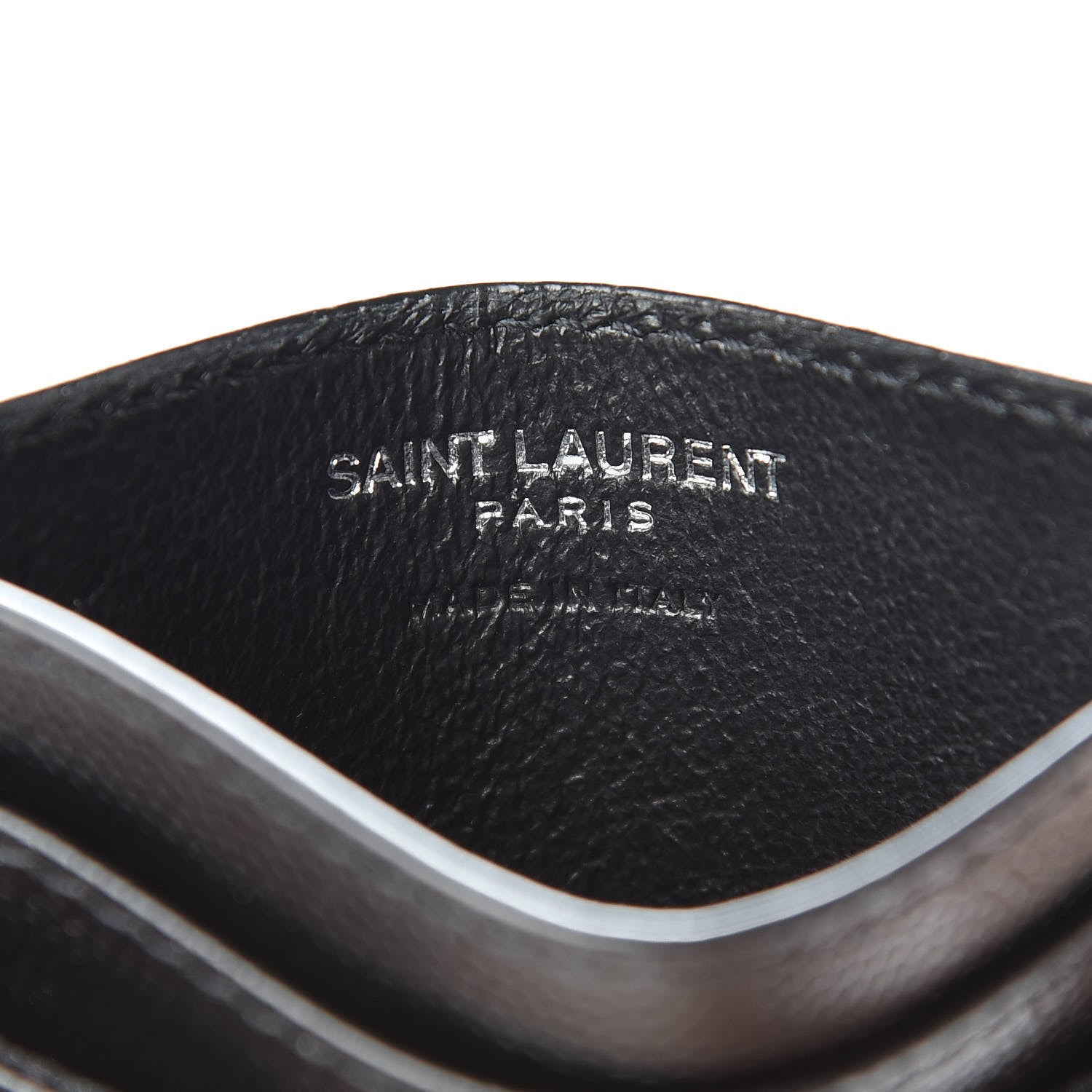 Saint Laurent Grain De Poudre Matelasse Chevron Monogram Credit Card Case Black 6 of 7